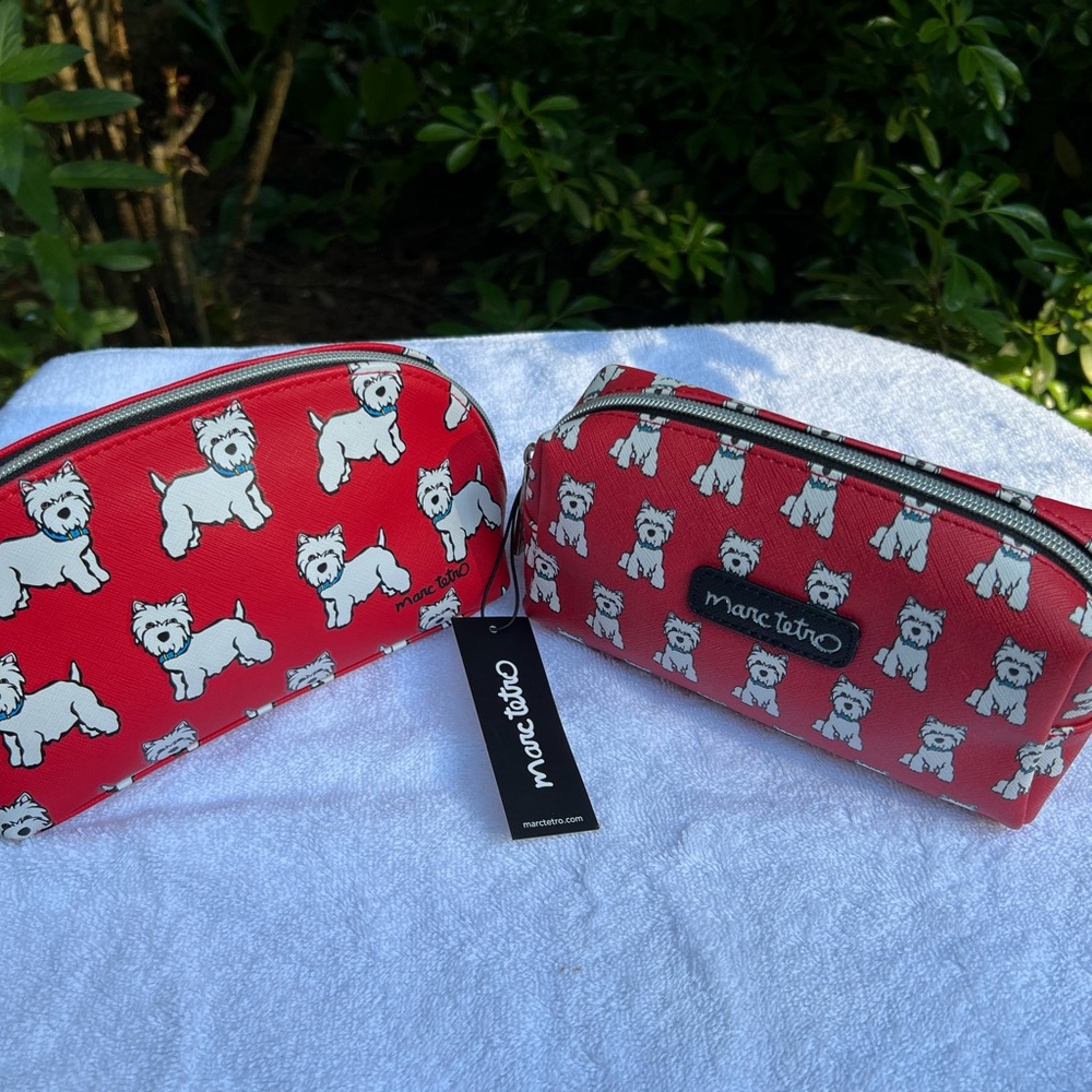 Marc Tetro Red Westie Print Cosmetic Bag. NWT - Picture 6 of 7